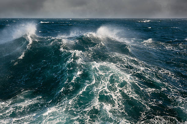 ocean wave during storm in the atlantic ocean stock photo