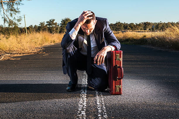istock Frustrated businessman in the outback 486280290