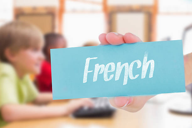 francesi contro un alunni in classe computer - french culture text classroom learning foto e immagini stock