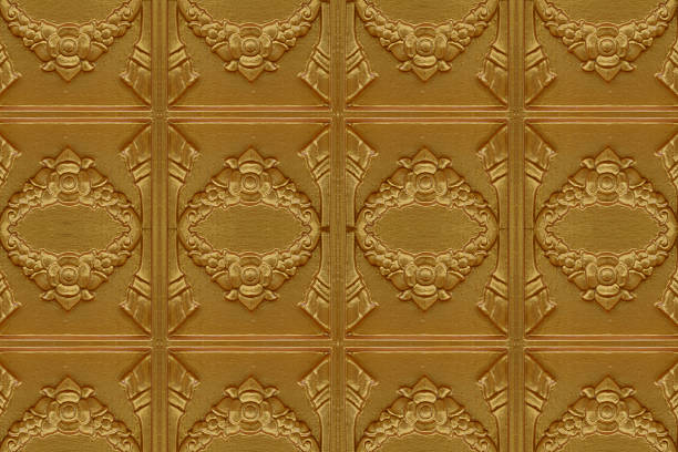 istock Cement gold  Crafts wall in the temple close 486283554