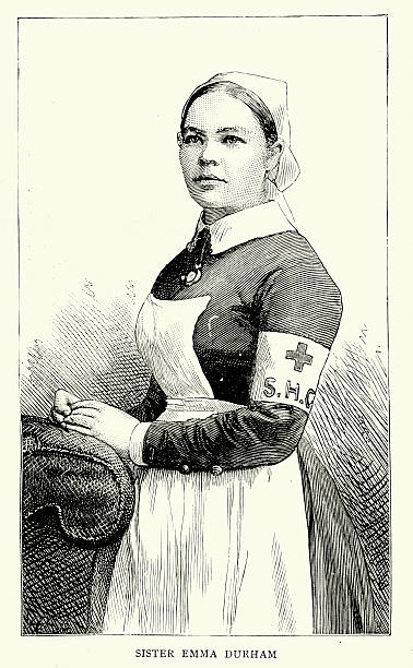 bildbanksillustrationer, clip art samt tecknat material och ikoner med victorian nurse emma durham recipient of the royal red cross - rött kors