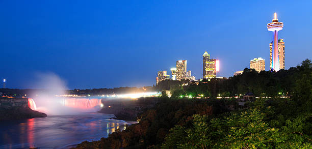 istock Niagara Falls and city at dusk, Ontario, Canada 486285748