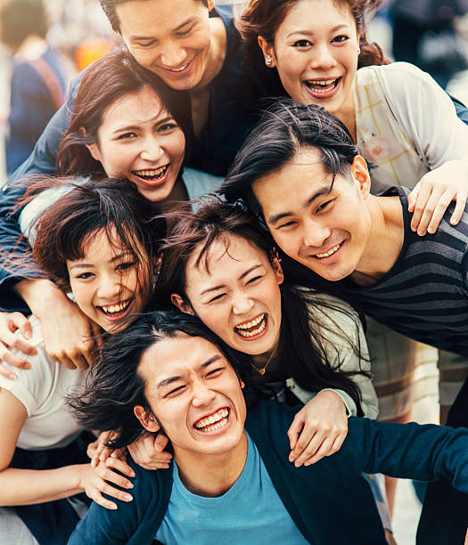 istock Happy japanese friends 486285826