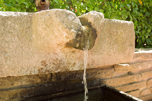 traditional water fountain as one of important element in japanese garden landscape