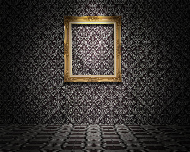 istock golden picture frame on the wall 486286817