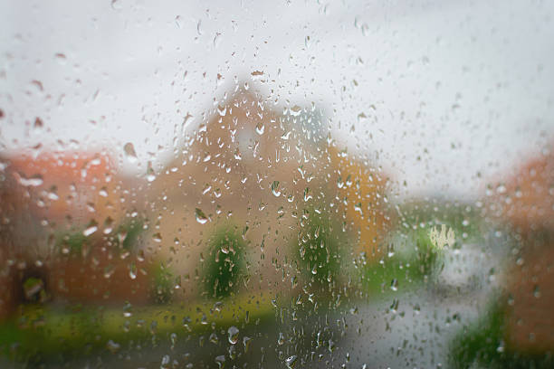 istock Drops of rain on a window pane 486286988