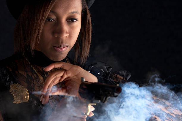 istock Afro-Caribbean Victorian Steampunk Gunfighter Girl 486287455