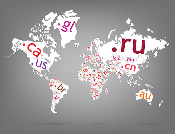 istock Map of the world illustrated with top-level domain 486289371
