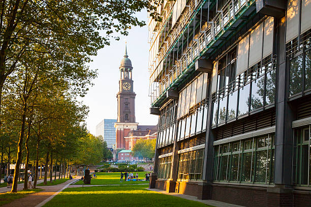 Hamburg, Germany - August 21, 2015. View to