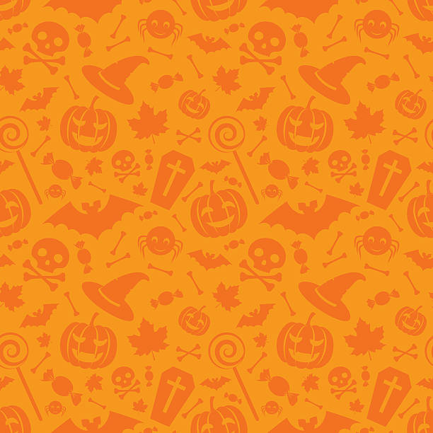 halloween-orange weihnachten nahtlose muster - patterned halloween background stock-grafiken, -clipart, -cartoons und -symbole