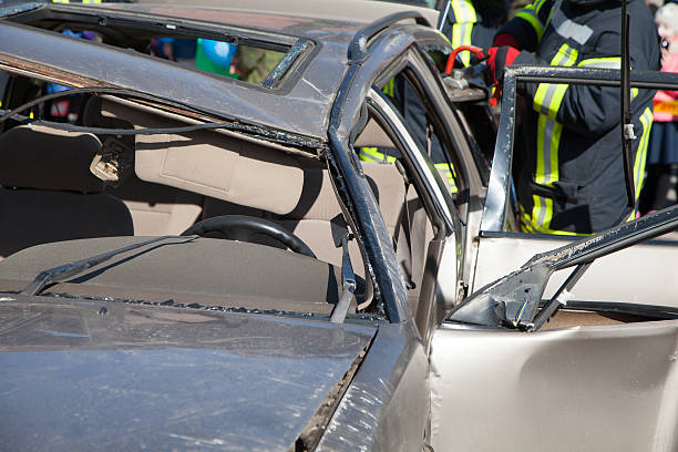 car crash Rescuers are working at the scene.Rescuers are working at the scene. pileup stock pictures, royalty-free photos & images