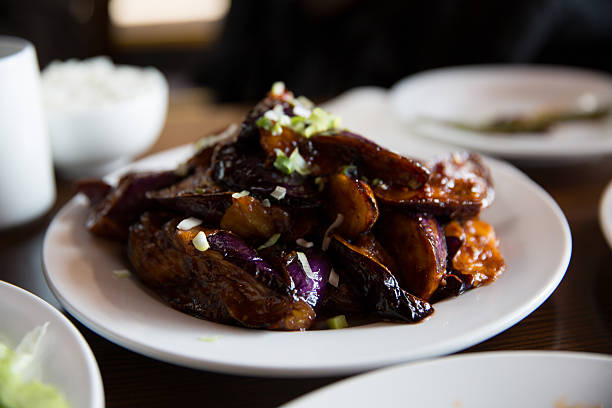 Sichuan Spicy Eggplant stock photo