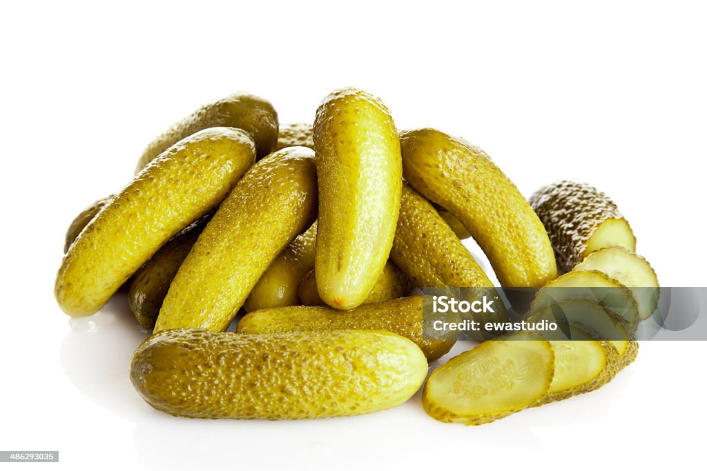 pickled cucumbers. Gherkins on a white background Appetizer Stock Photo