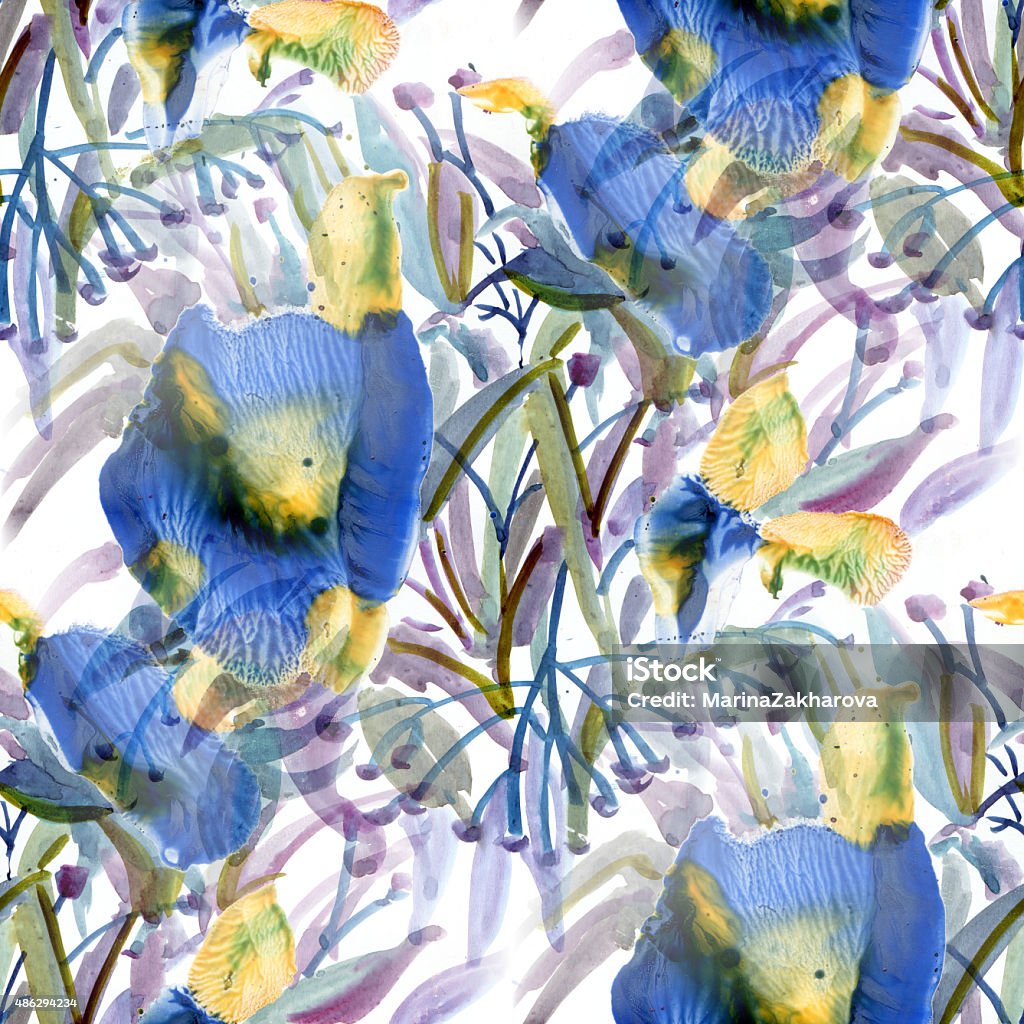 Watercolor flowers Seamless pattern with  flowers in doodle style.   Watercolor illustration. 2015 stock illustration