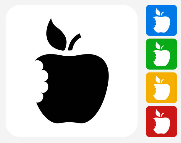 ilustrações de stock, clip art, desenhos animados e ícones de comida apple ícone flat design gráfico - white background cut out food choice