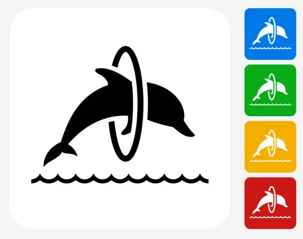 Vector illustration of Jumping Dolphin Icon Flat Graphic Design