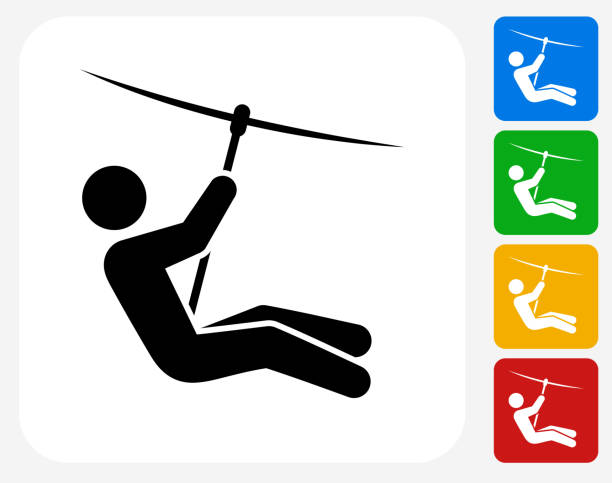 zip lining symbol flache grafik design - zip lining stock-grafiken, -clipart, -cartoons und -symbole