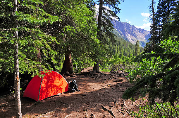 Backpacking - Camping with Tent in the Mountains after day of hiking