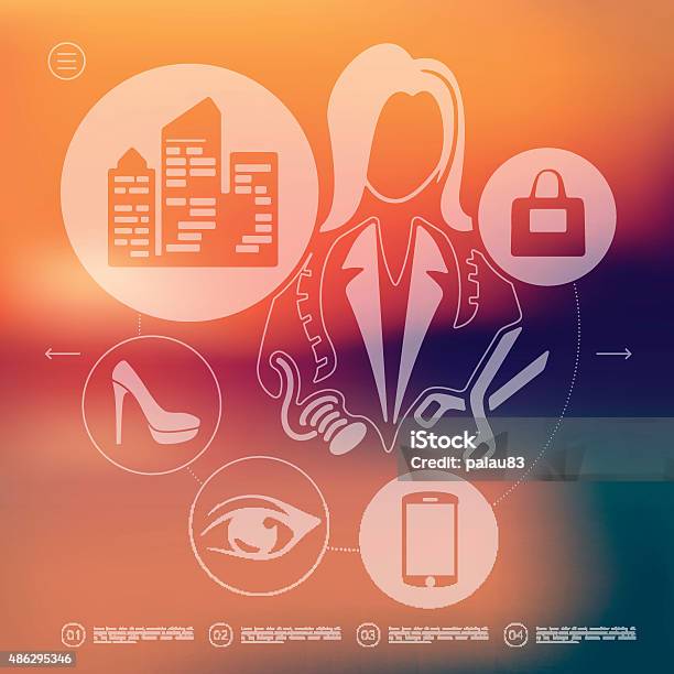 Shopping Infographic With Unfocused Background Stock Illustration - Download Image Now - Abstract, Arts Culture and Entertainment, Backgrounds