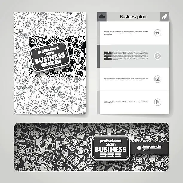 Vector illustration of Vector template with hand drawn doodles business theme