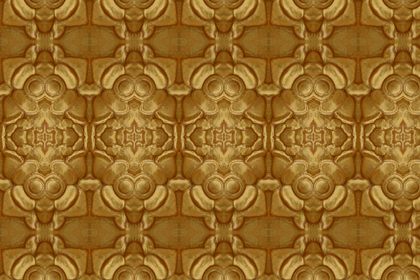 istock Cement gold  Crafts wall in the temple close 486302732