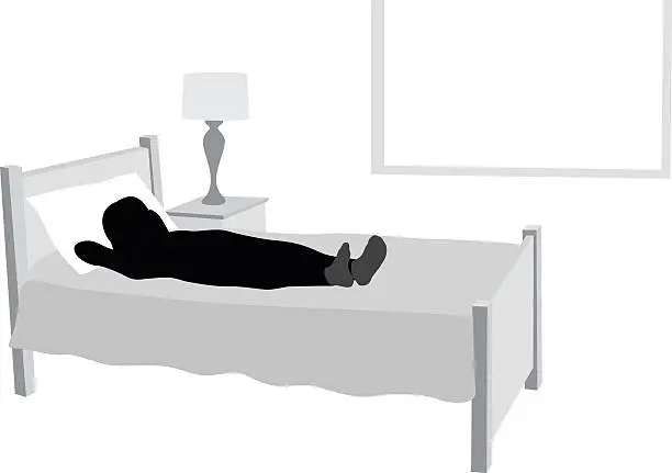 Vector illustration of Sleepless Girl Lying In Her Bed