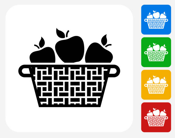 illustrations, cliparts, dessins animés et icônes de apple icône de panier à la conception graphique - white background cut out food choice