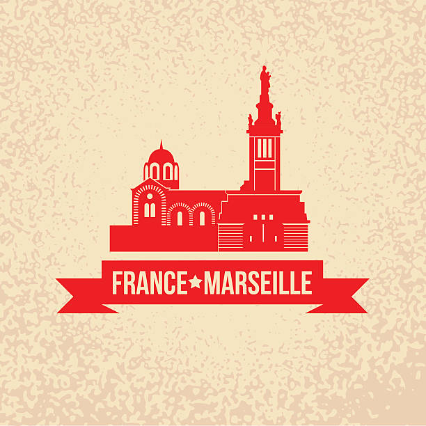 vector silhouette of marseille, france. - notre dame stock illustrations