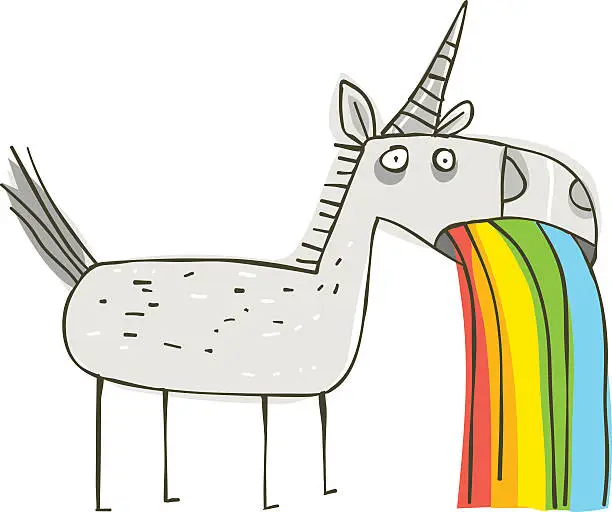 Vector illustration of Rainbow Puking Unicorn