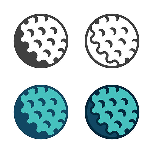 illustrazioni stock, clip art, cartoni animati e icone di tendenza di pallina da golf icona - golf ball circle ball curve