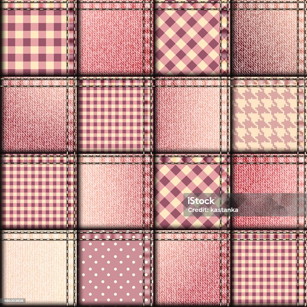 Patchwork Of Pink Denim Fabric Stock Illustration - Download Image