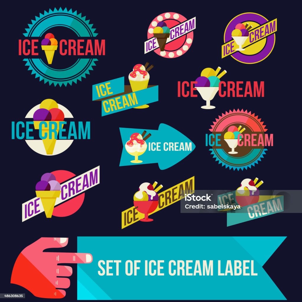 Set of modern ice cream shop badges and labels Set of modern ice cream shop badges and labels, vector illustration Business stock vector