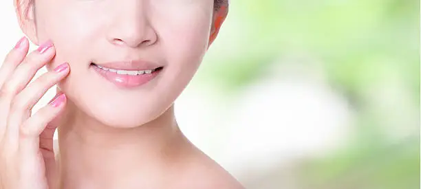 Photo of woman smile lips with health teeth close up