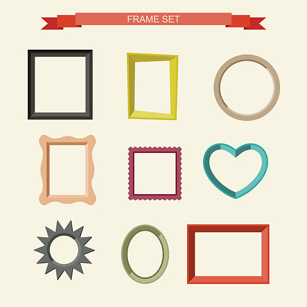 Photo frames Set of different frames in flat style. Vector illustration ellipse photos stock illustrations