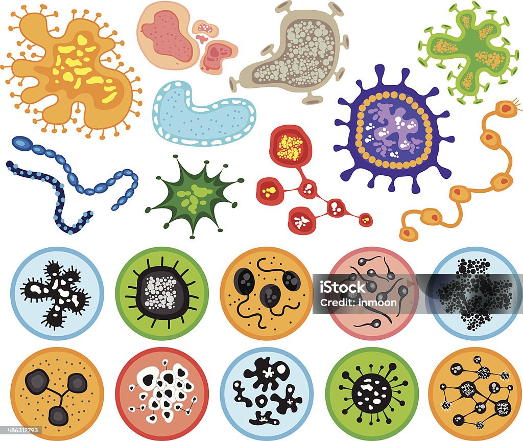 Бактерий и вирусов клеток, изолированных - Векторная графика Абстрактный роялти-фри