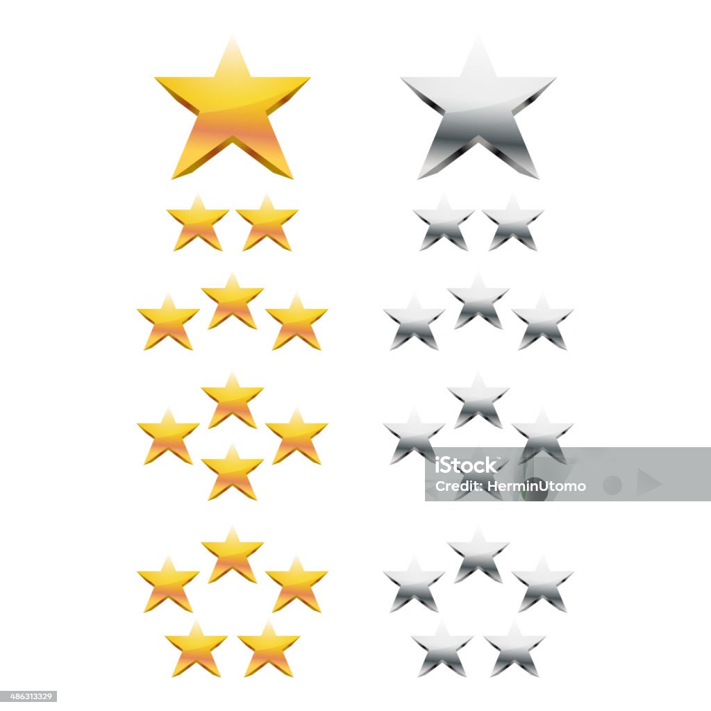 Золотые и серебряные звезды рейтинг - Векторная графика Анализировать роялти-фри