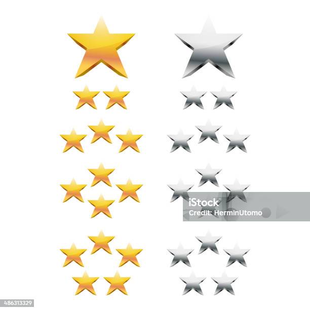 Золотые И Серебряные Звезды Рейтинг — стоковая векторная графика и другие изображения на тему Анализировать - Анализировать, Векторная графика, Графический элемент