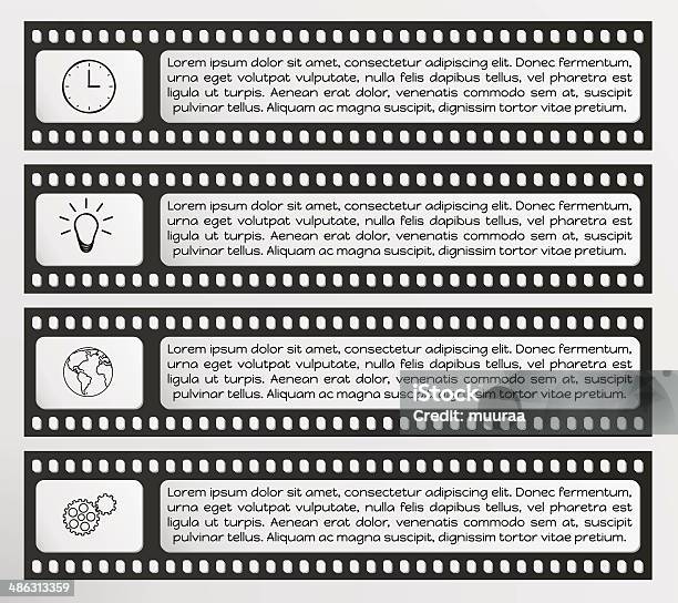 Ilustración de Infographic Vector Filmstrip y más Vectores Libres de Derechos de Abstracto - Abstracto, Anticuado, Arte cultura y espectáculos