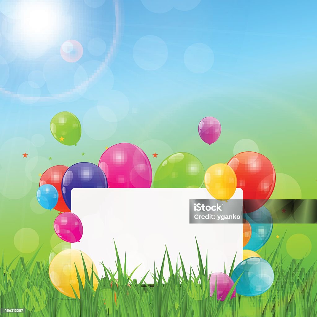 Tarjeta de cumpleaños globos de colores brillante fondo ilustraciones vectoriales - arte vectorial de Borde libre de derechos