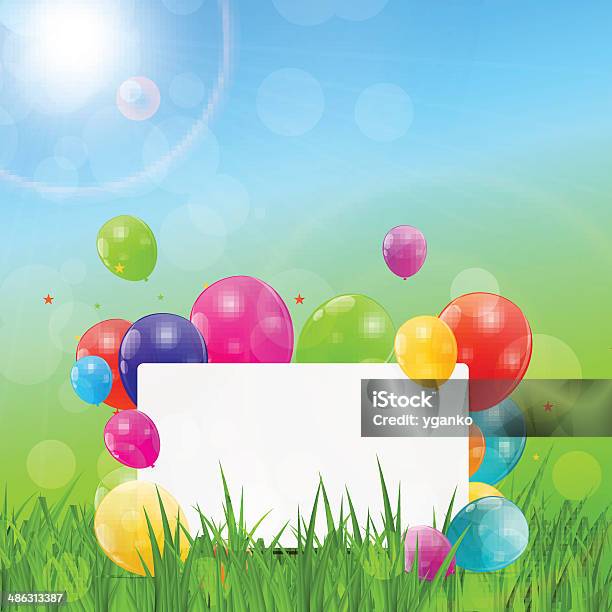 Color Glossy Balloons Birthday Card Background Vector Illustrat Stock Illustration - Download Image Now