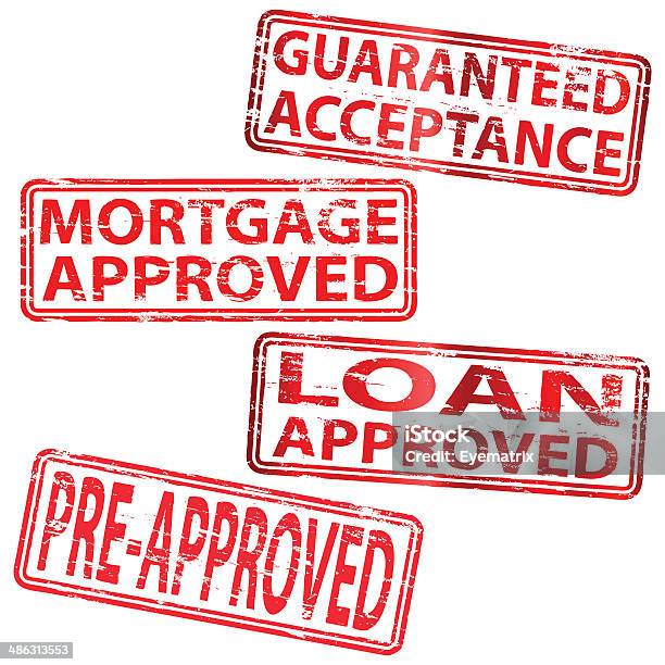 Ilustración de Mortgage Aprobada Sellos y más Vectores Libres de Derechos de Entregando - Entregando, Etiqueta, Finanzas