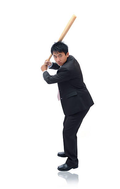 istock Business man holding baseball bat 486314325