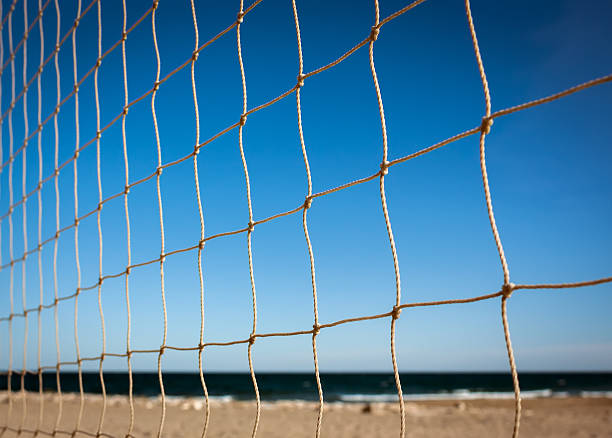 istock Closeup of beach volleyball net 486314385