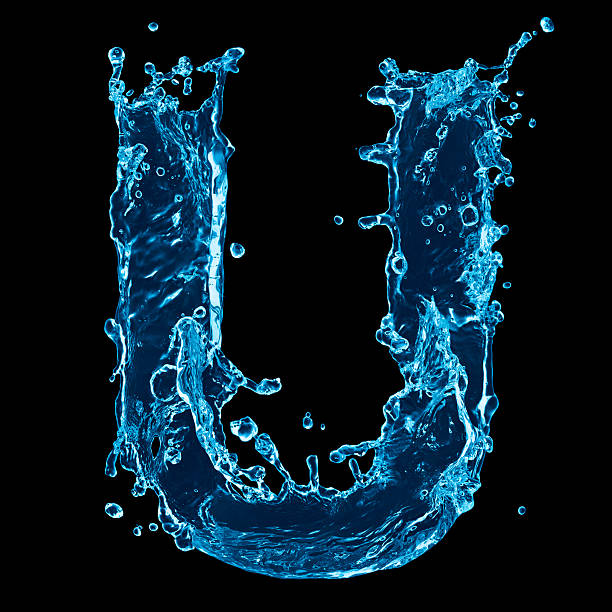 istock One letter of water alphabet on black background 486314497