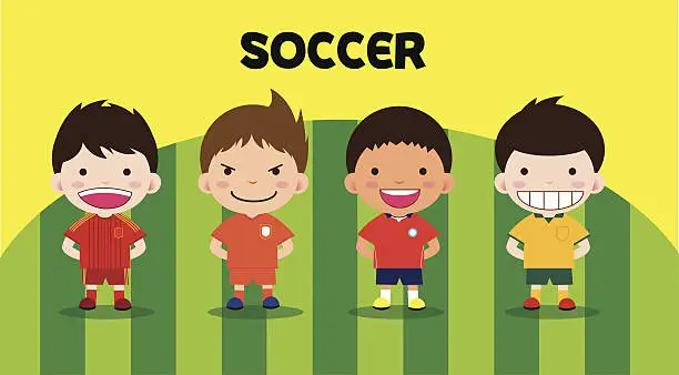 Vector illustration of Cartoon Soccer set