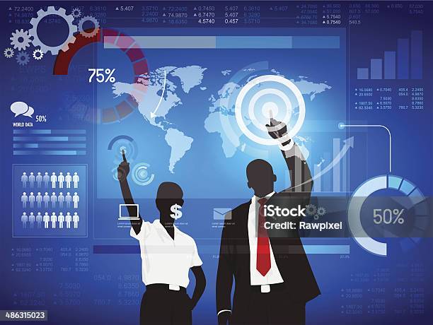 Finance Analizing Team Stock Illustration - Download Image Now - Wall Street - Lower Manhattan, Technology, Stock Market and Exchange
