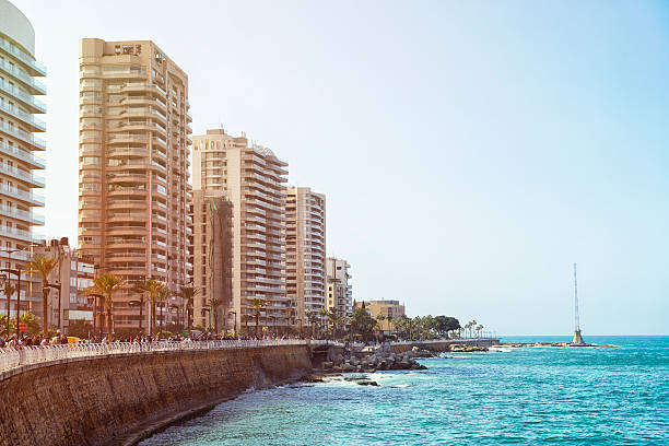 Seaboard of Beirut with radio tower