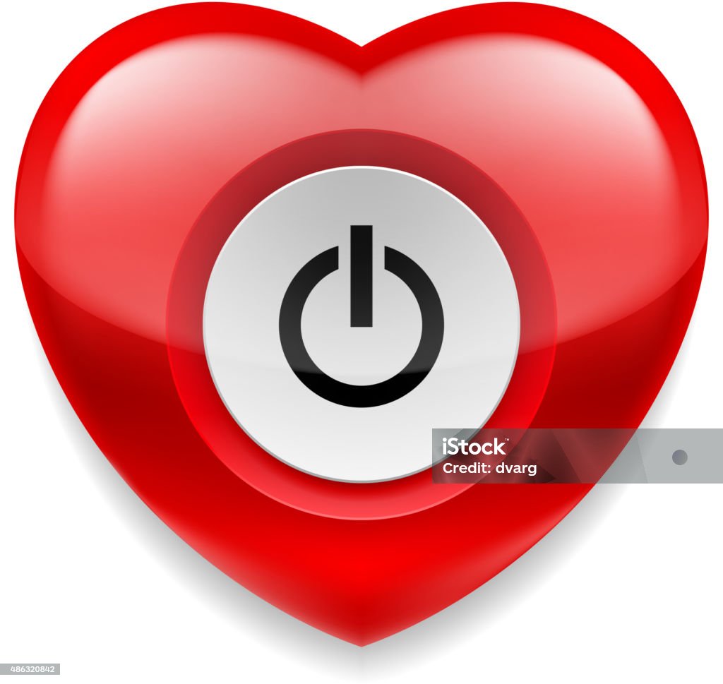 Powered Heart Icon Heart With Powe Button Stock Illustration - Download Image Now - 2015 ...