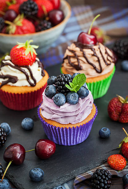 istock Set of different delicious cupcakes 486324844