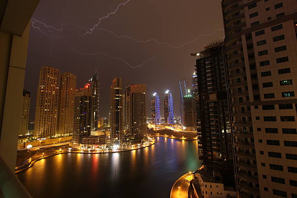 istock lightening in the sky of Dubai 486325861